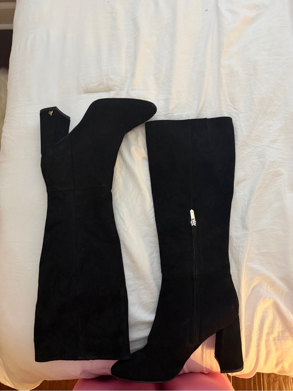 Sam Edelman Black Over-the-Knee Suede Boots - Block Heel